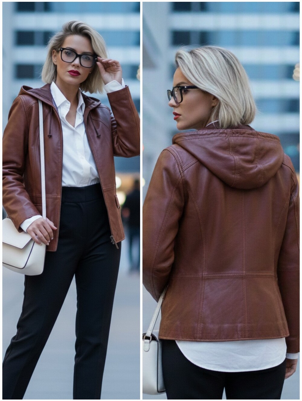 A New Approach L Modern Contemporary Streetwear Utility Leather Bomber Jacket